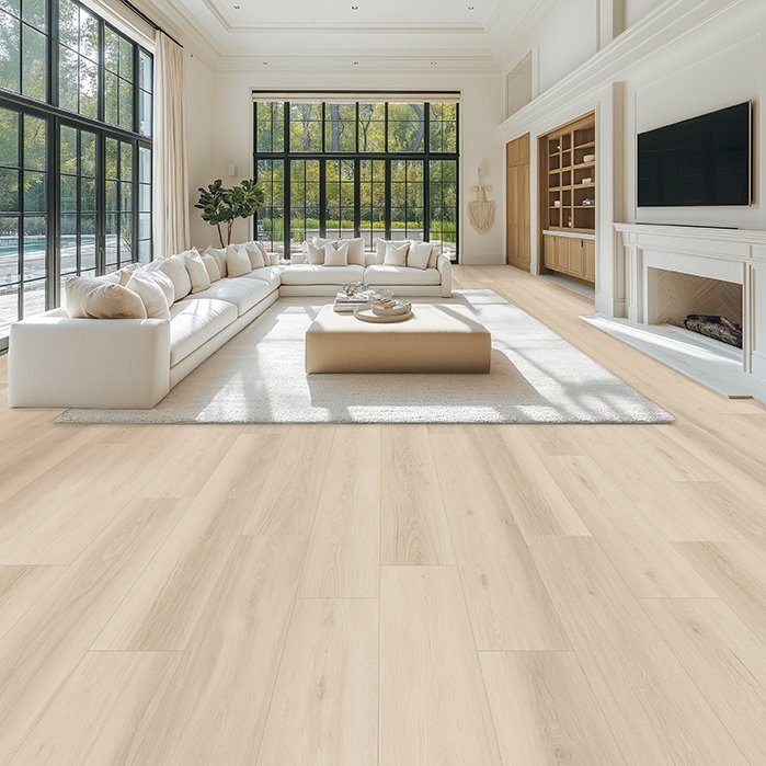 Craze waterproof laminate flooring shown in a room setting