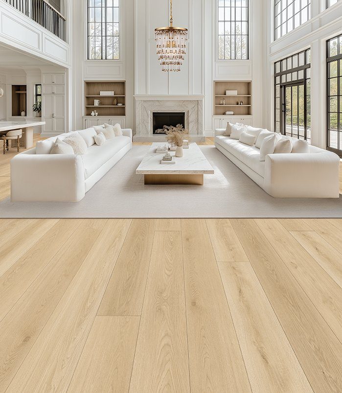 Luxe water-resistant laminate flooring shown in a room setting