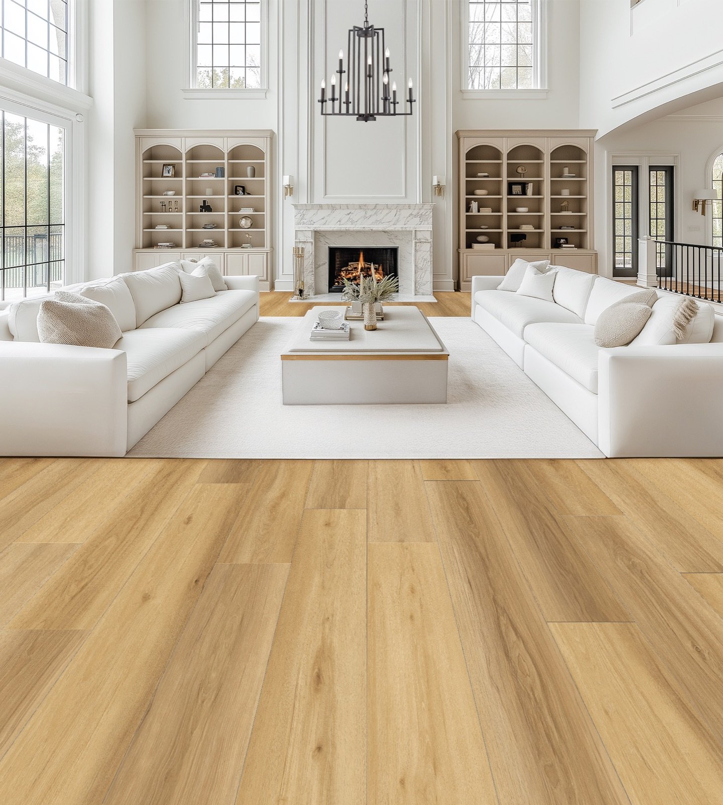 Opulux Grandeur waterproof laminate flooring in a bright modern living room